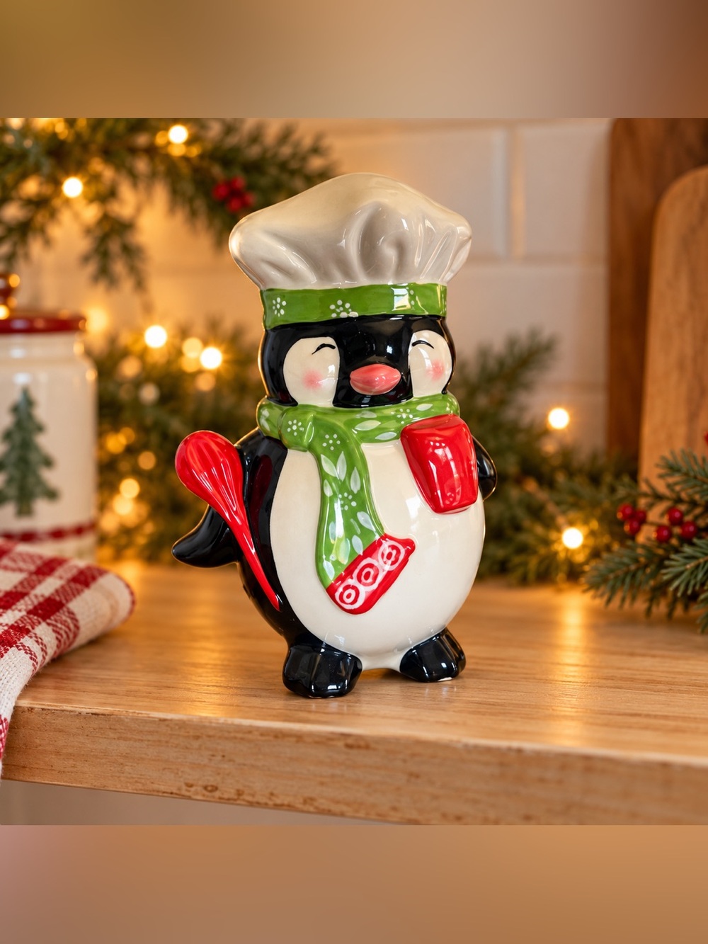 7.5” Ceramic Penguin Chef Figurine Christmas Kitchen Decor